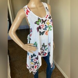 Colorful Butterfly Print Sleeveless Tank Top